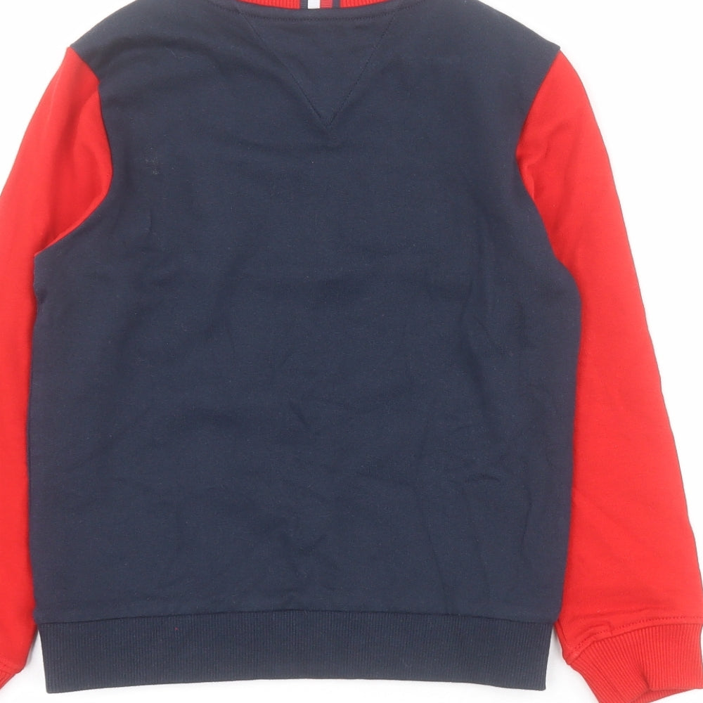 Tommy Hilfiger Boys Red Colourblock Cotton Pullover Sweatshirt Size 6 Years  Pullover
