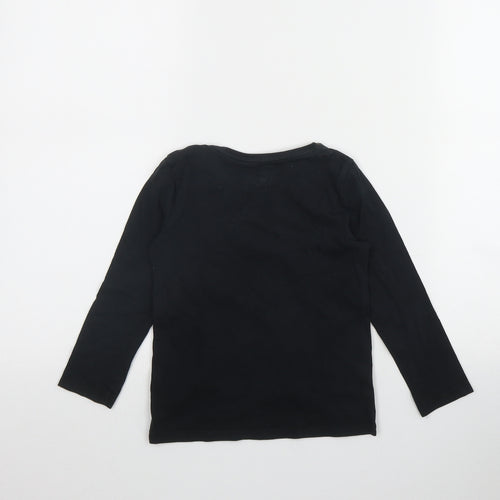 F&F Girls Black  Cotton Basic T-Shirt Size 3-4 Years Round Neck Pullover - Halloween