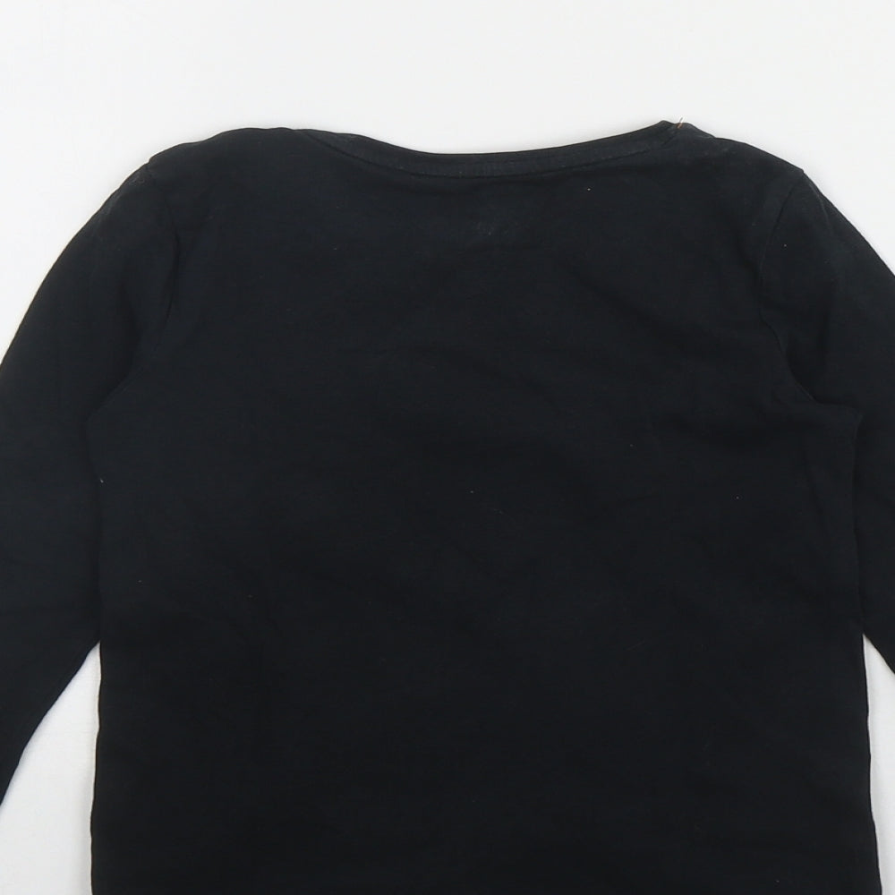F&F Girls Black  Cotton Basic T-Shirt Size 3-4 Years Round Neck Pullover - Halloween