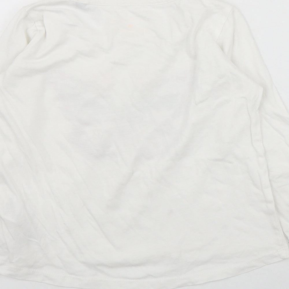 TOM TAILOR Girls White  Cotton Basic T-Shirt Size 4-5 Years Round Neck Pullover - Butterfly