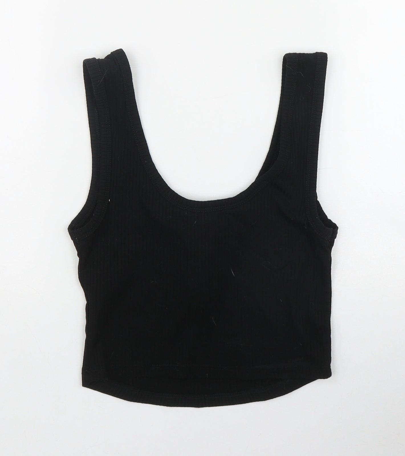 Primark Womens Black  Cotton Basic Tank Size 6 Scoop Neck
