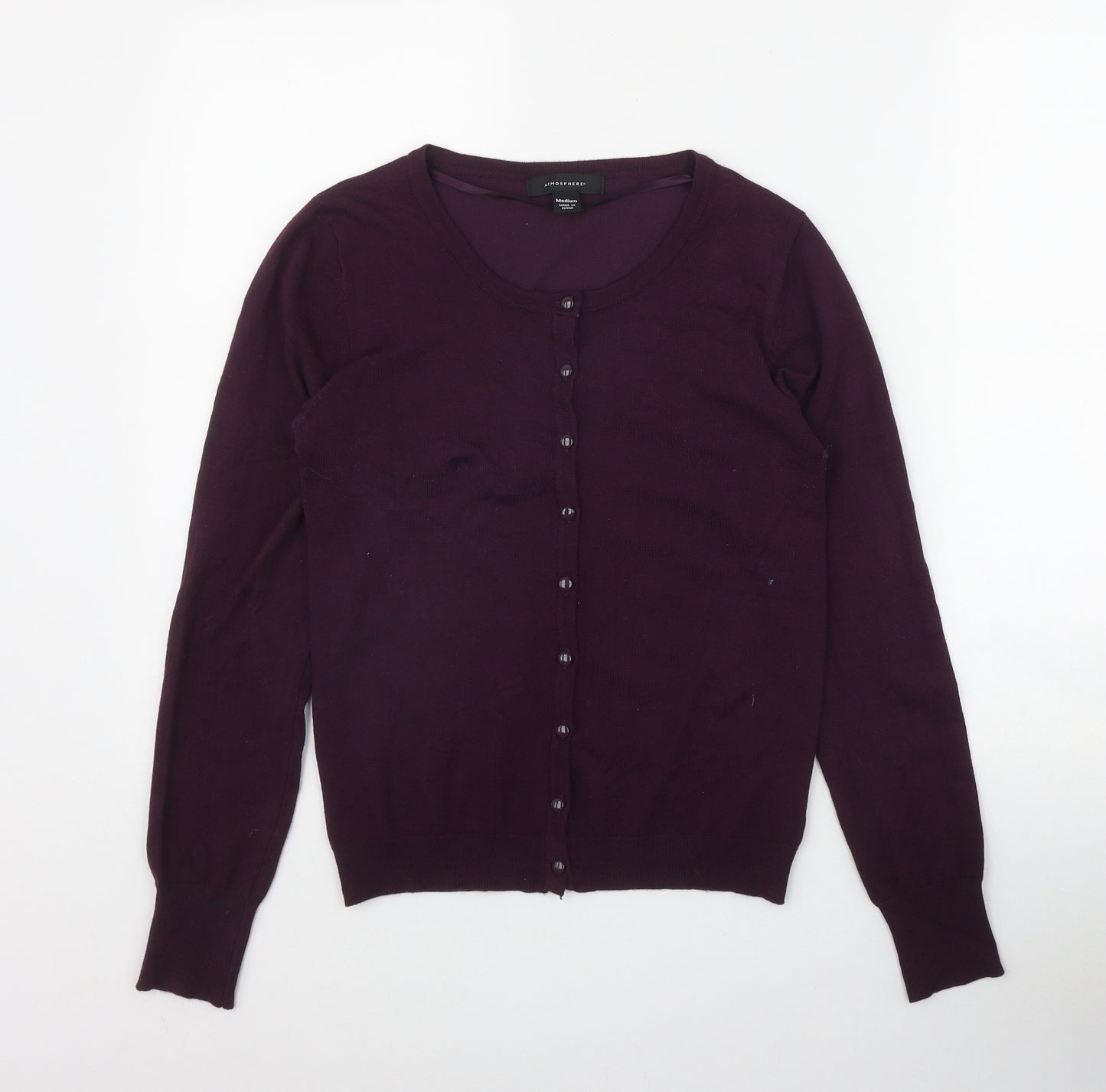 Atmosphere Womens Purple Round Neck  Polyester Cardigan Jumper Size M