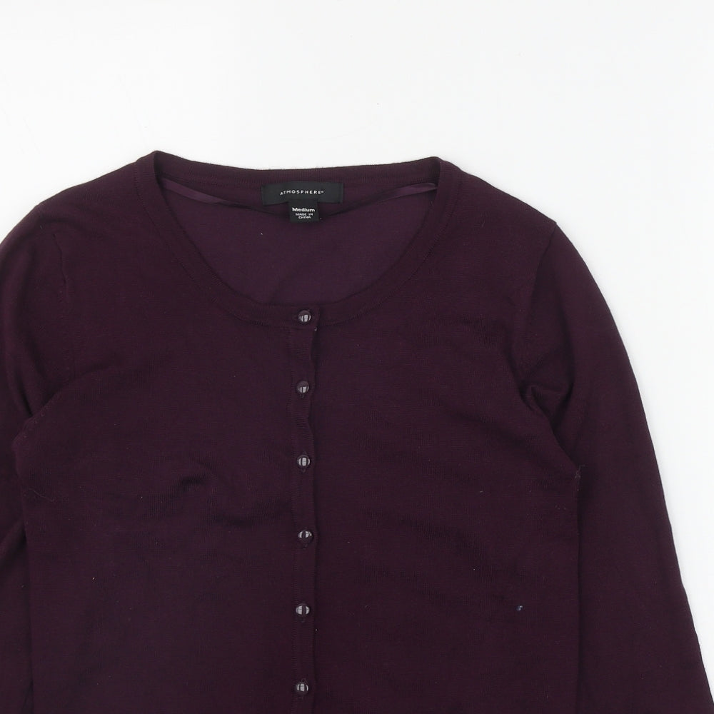 Atmosphere Womens Purple Round Neck  Polyester Cardigan Jumper Size M