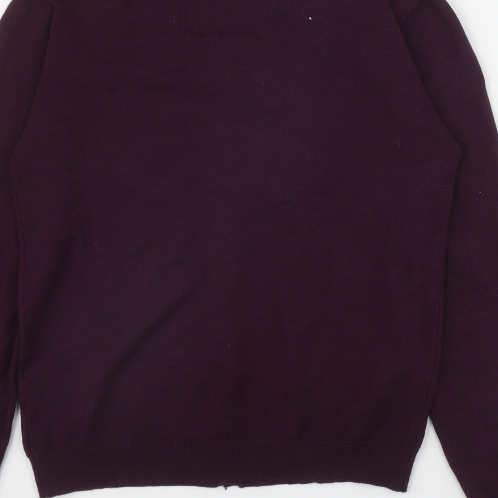 Atmosphere Womens Purple Round Neck  Polyester Cardigan Jumper Size M
