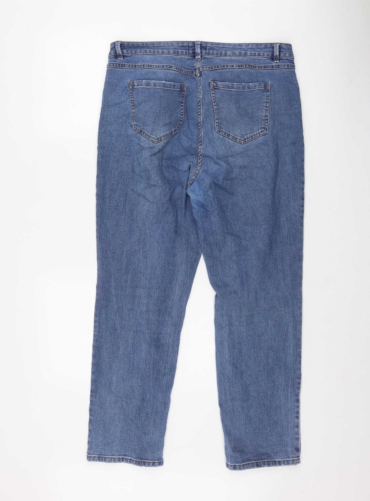 Papaya Womens Blue  Cotton Straight Jeans Size 16 L29 in Regular Zip