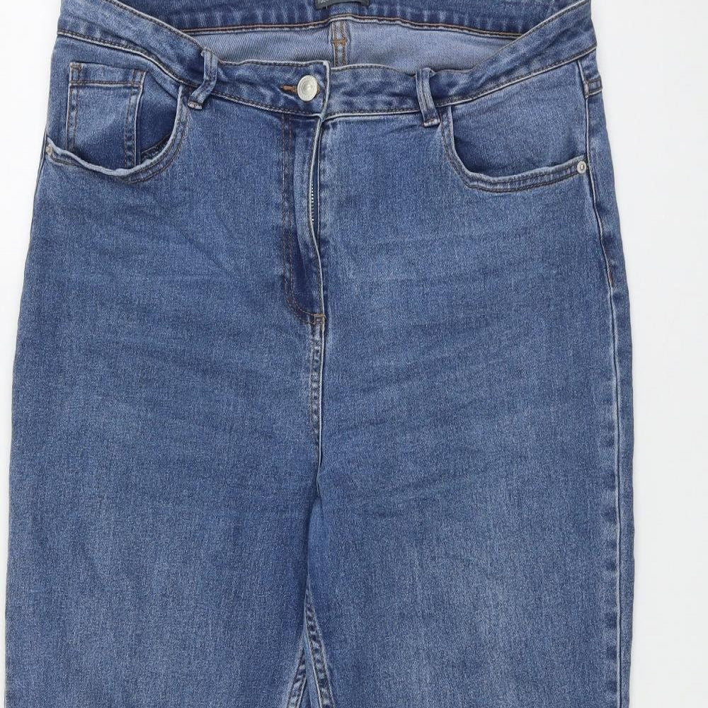 Papaya Womens Blue  Cotton Straight Jeans Size 16 L29 in Regular Zip
