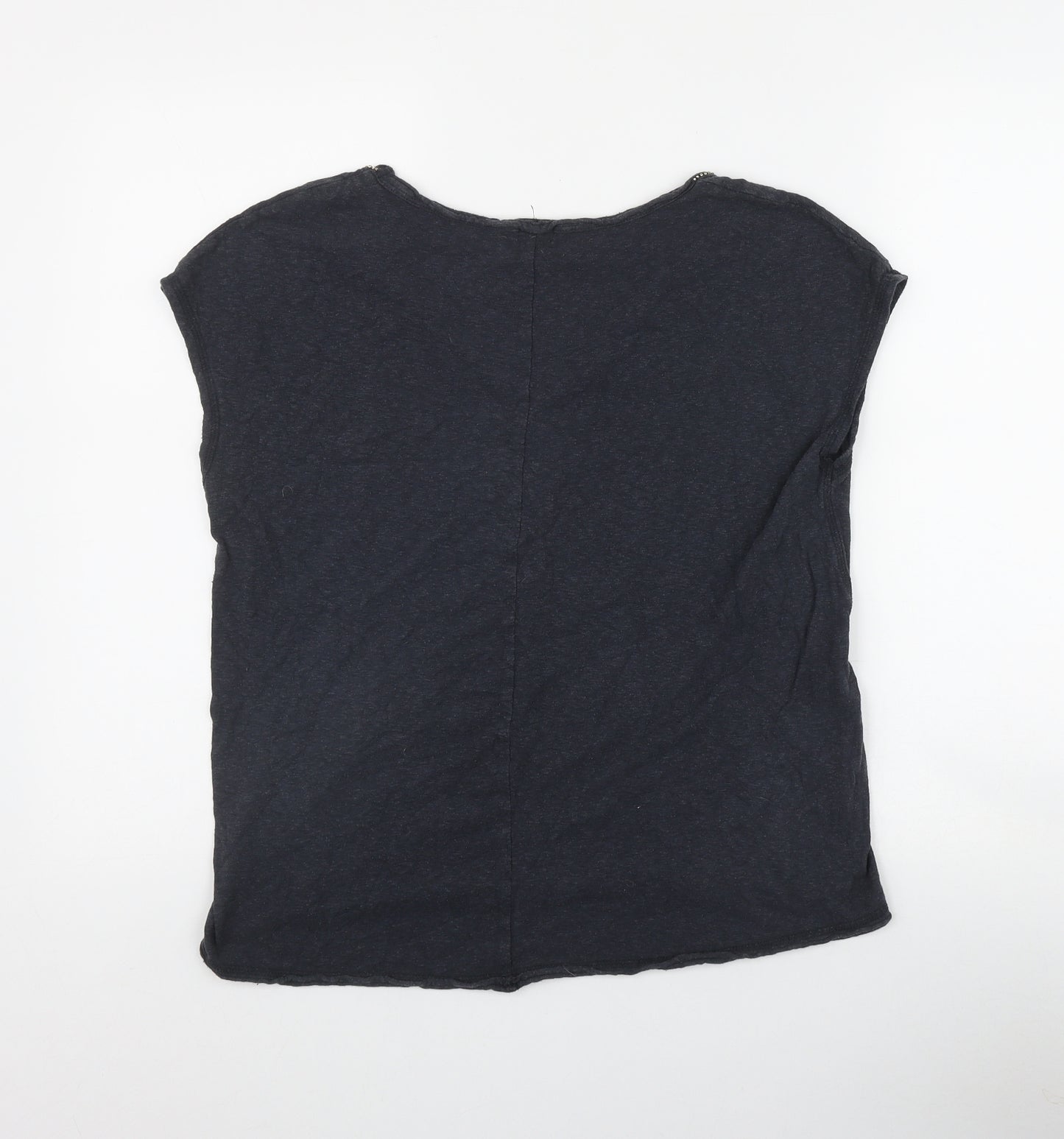 River Island Womens Grey  Cotton Basic T-Shirt Size 10 V-Neck