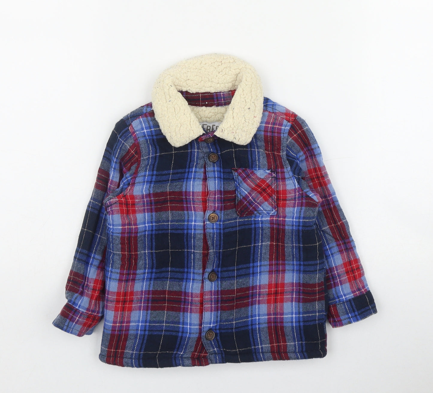 F&F Boys Blue Plaid  Jacket  Size 9-12 Months   Button