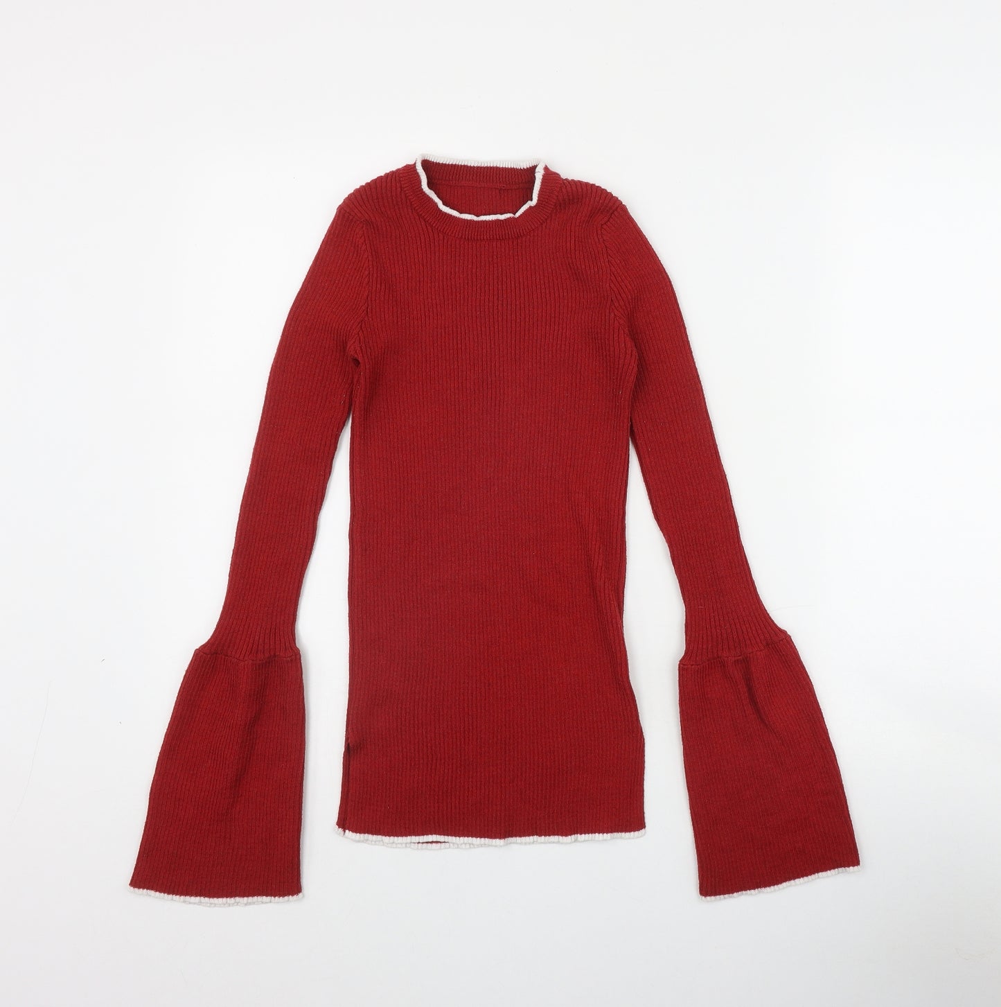 Primark Womens Red Round Neck  Polyester Pullover Jumper Size 8