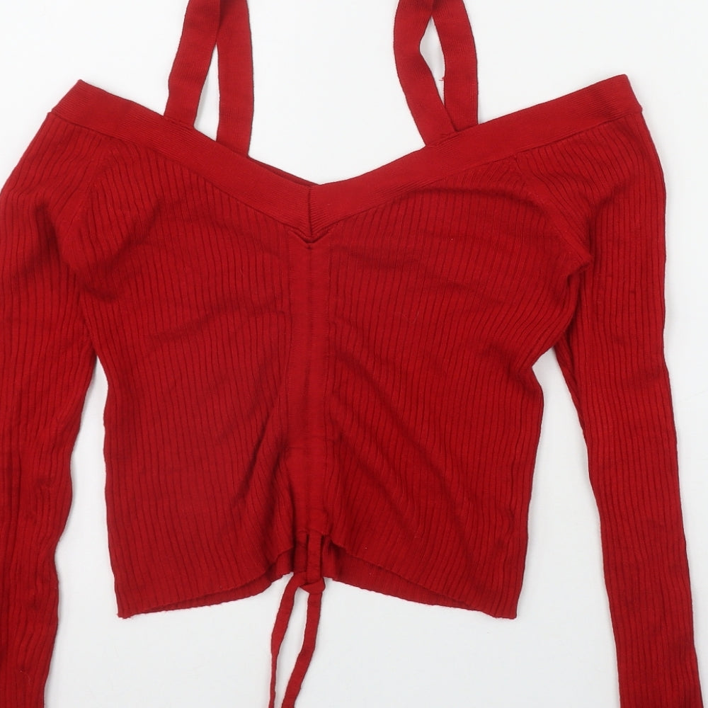 River Isalnd Womens Red  Viscose Basic T-Shirt Size 12 Off the Shoulder