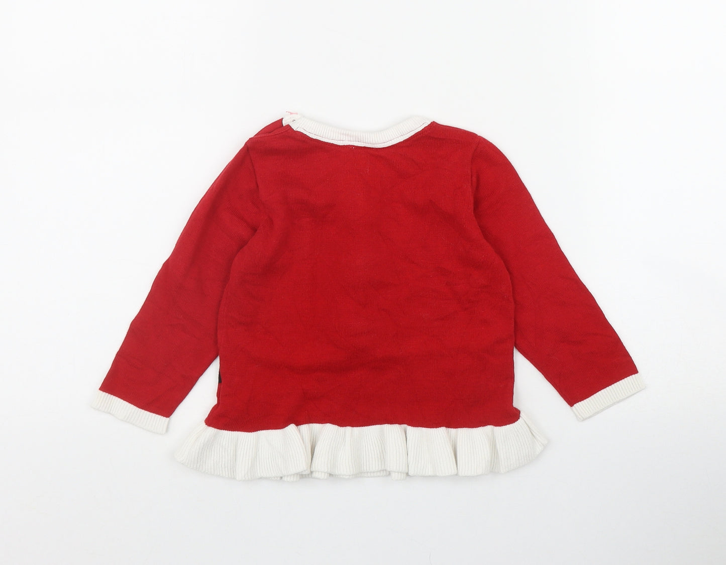 H&M Baby Red  Cotton Pullover Jumper Size 18-24 Months  Button - Christmas