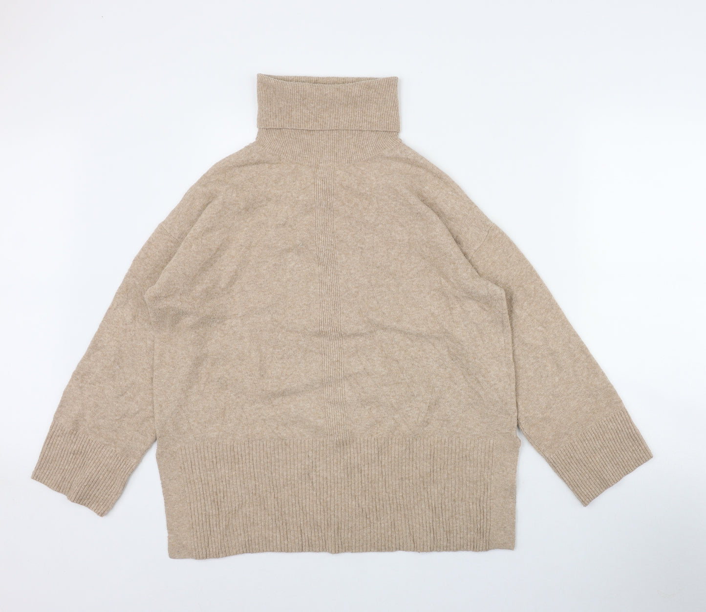 F&F Womens Beige Roll Neck  Polyester Pullover Jumper Size 12