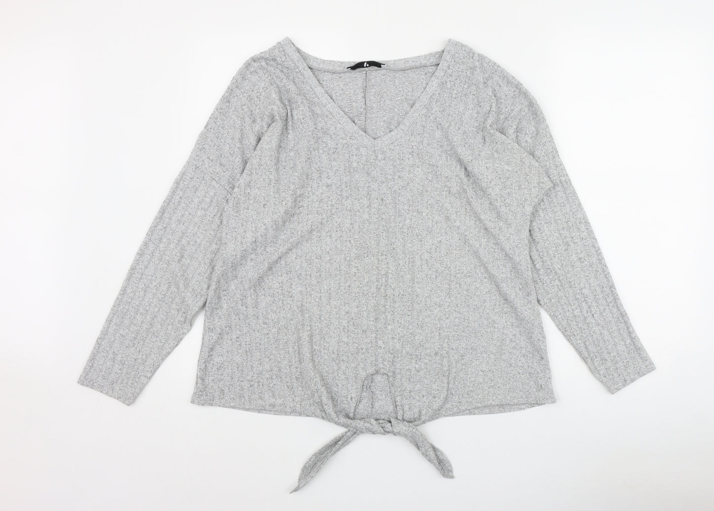 Very Womens Grey V-Neck  Polyester Pullover Jumper Size 16