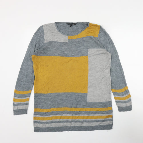 Bonmarche Womens Grey Round Neck  Acrylic Pullover Jumper Size 16