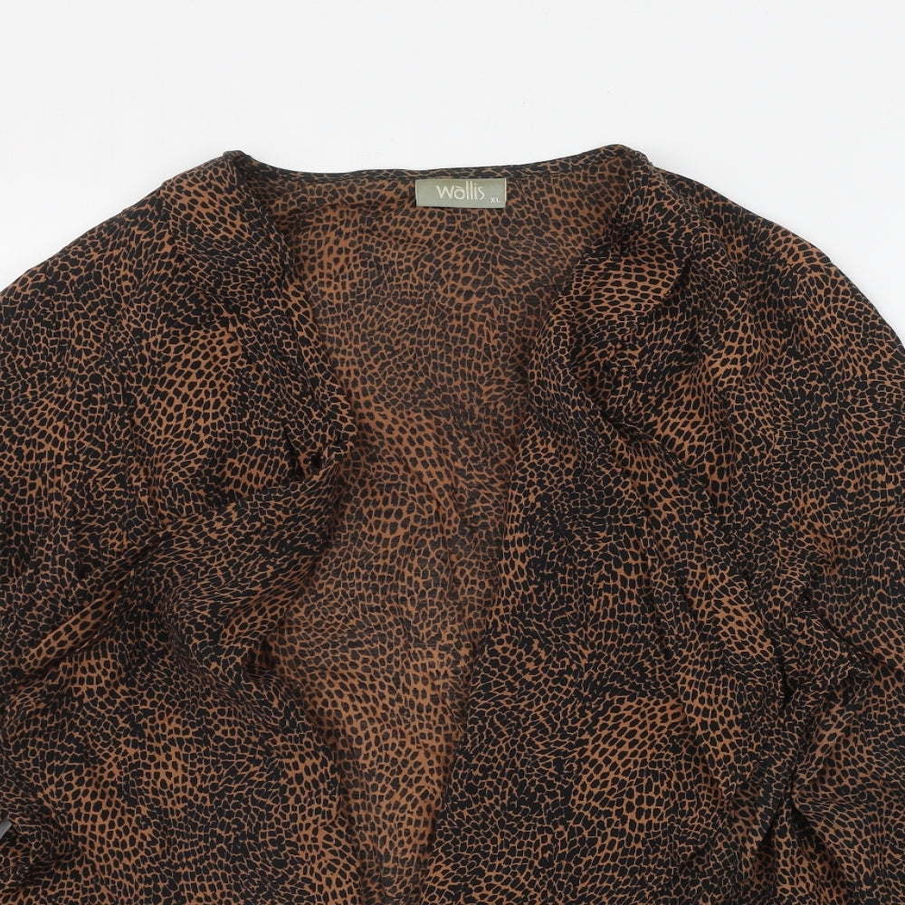 Wallis Womens Brown Animal Print Viscose Basic Blouse Size XL Round Neck
