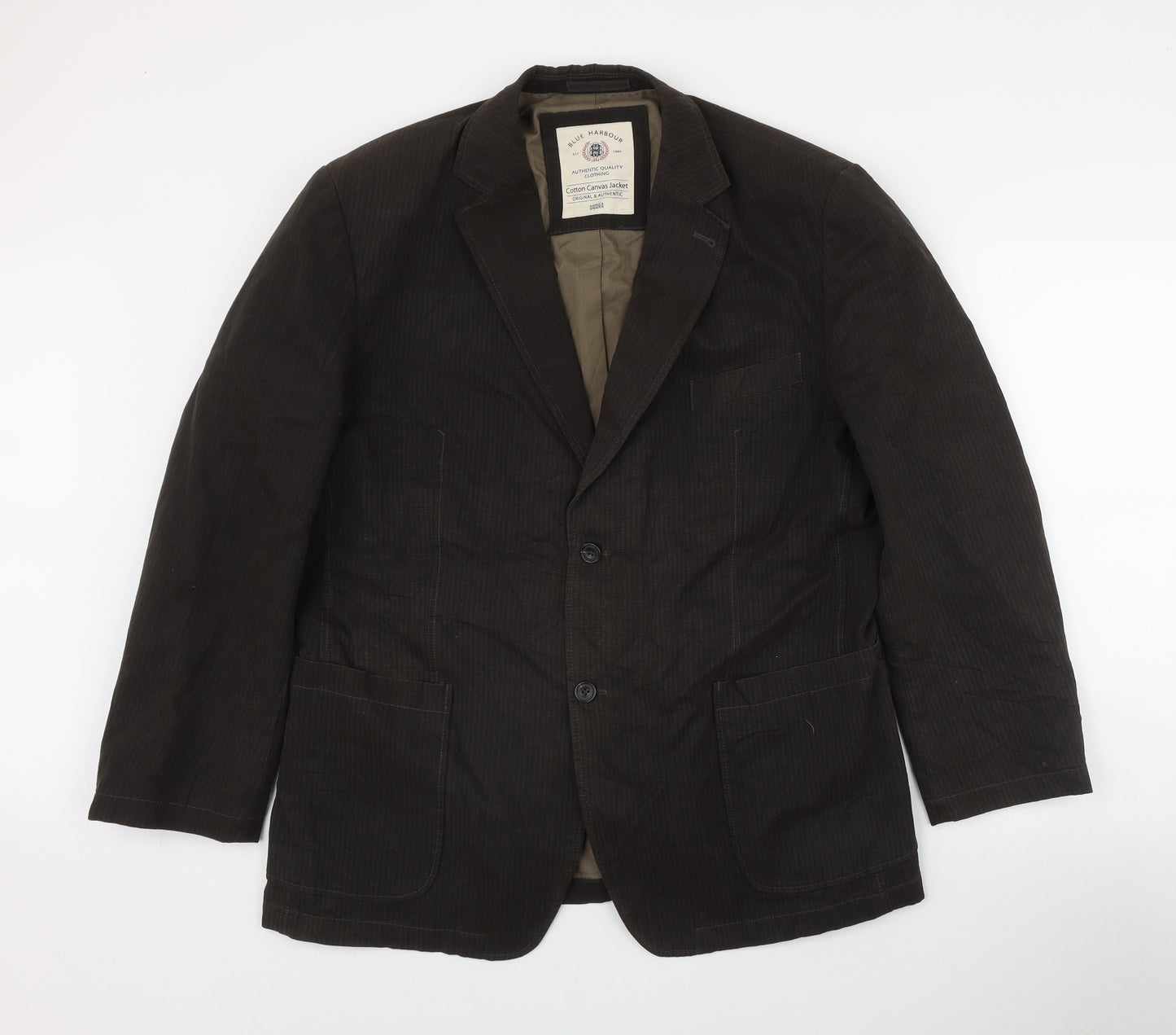 Blue Harbour Mens Brown Striped  Jacket Blazer Size L  Buckle