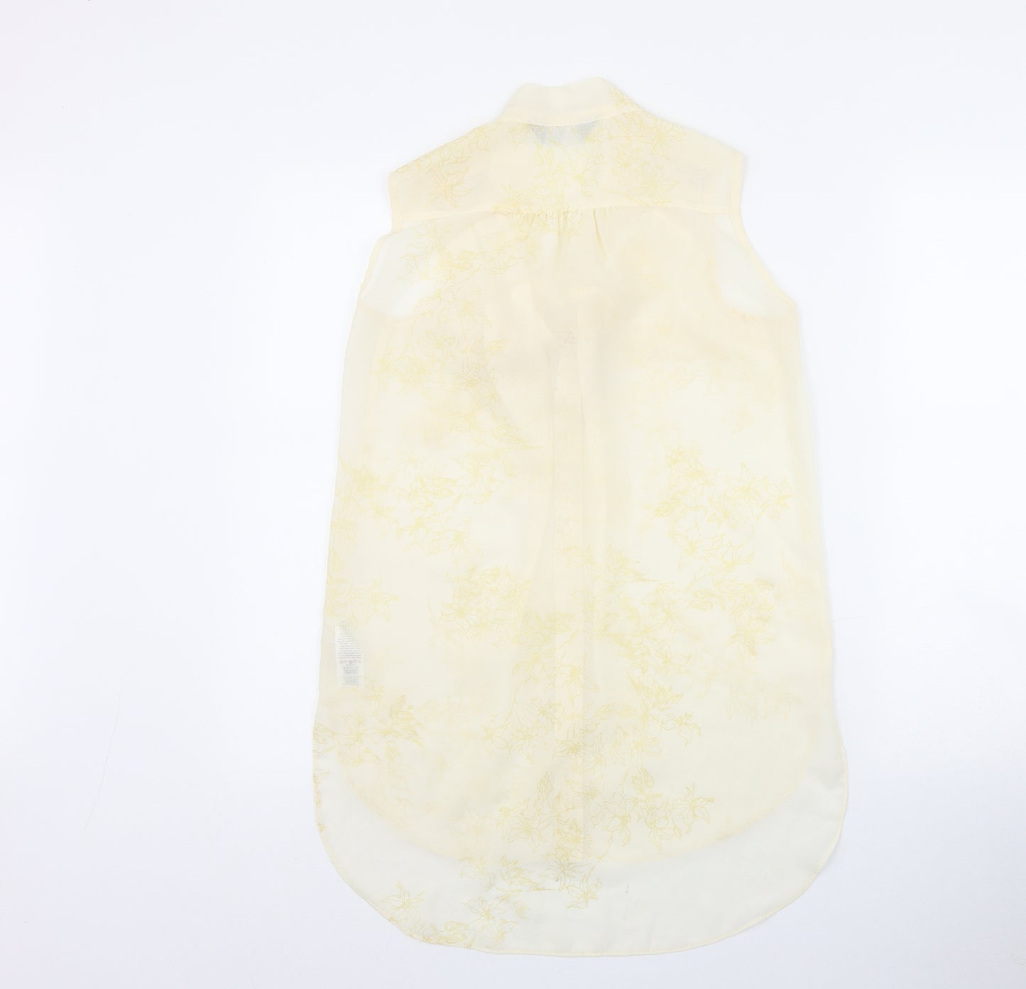 Dorothy Perkins Womens Yellow Floral Polyester Basic Blouse Size 8 V-Neck