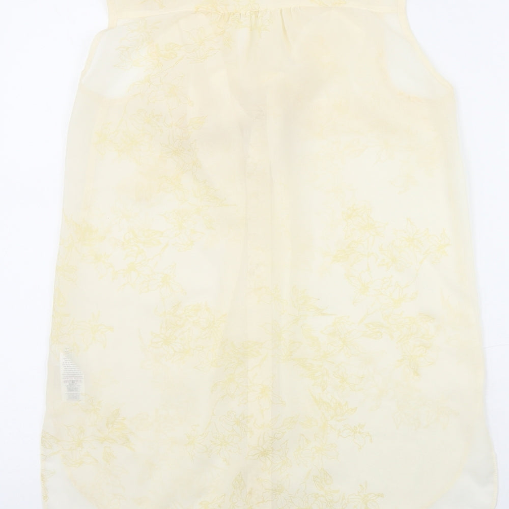 Dorothy Perkins Womens Yellow Floral Polyester Basic Blouse Size 8 V-Neck