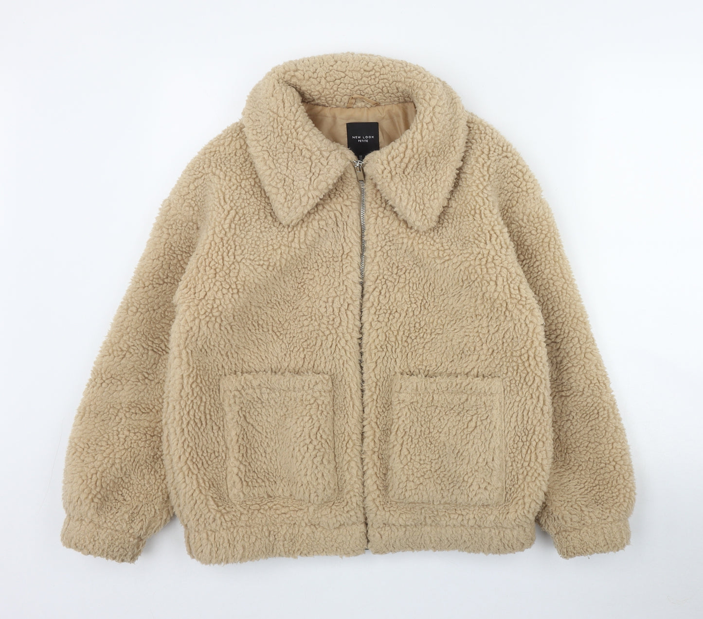 New Look Womens Beige   Jacket  Size M  Zip - Teddy