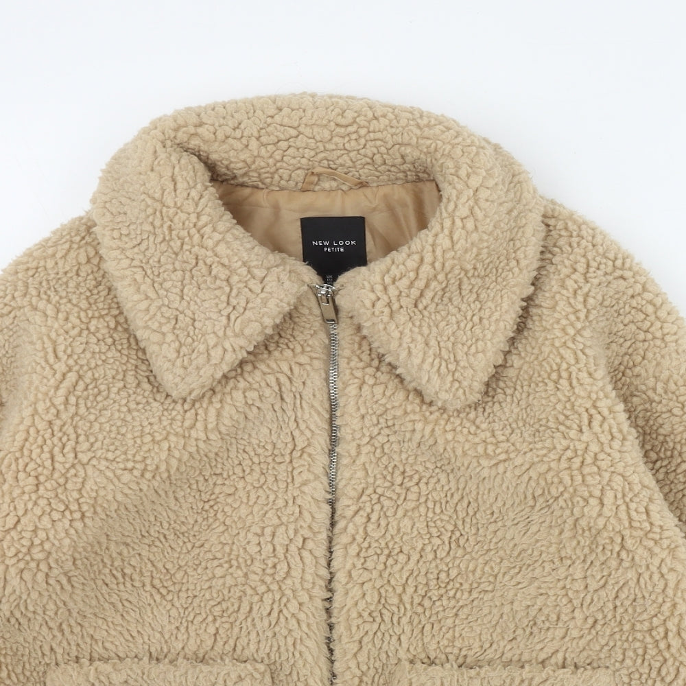 New Look Womens Beige   Jacket  Size M  Zip - Teddy