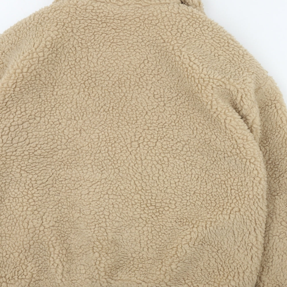 New Look Womens Beige   Jacket  Size M  Zip - Teddy