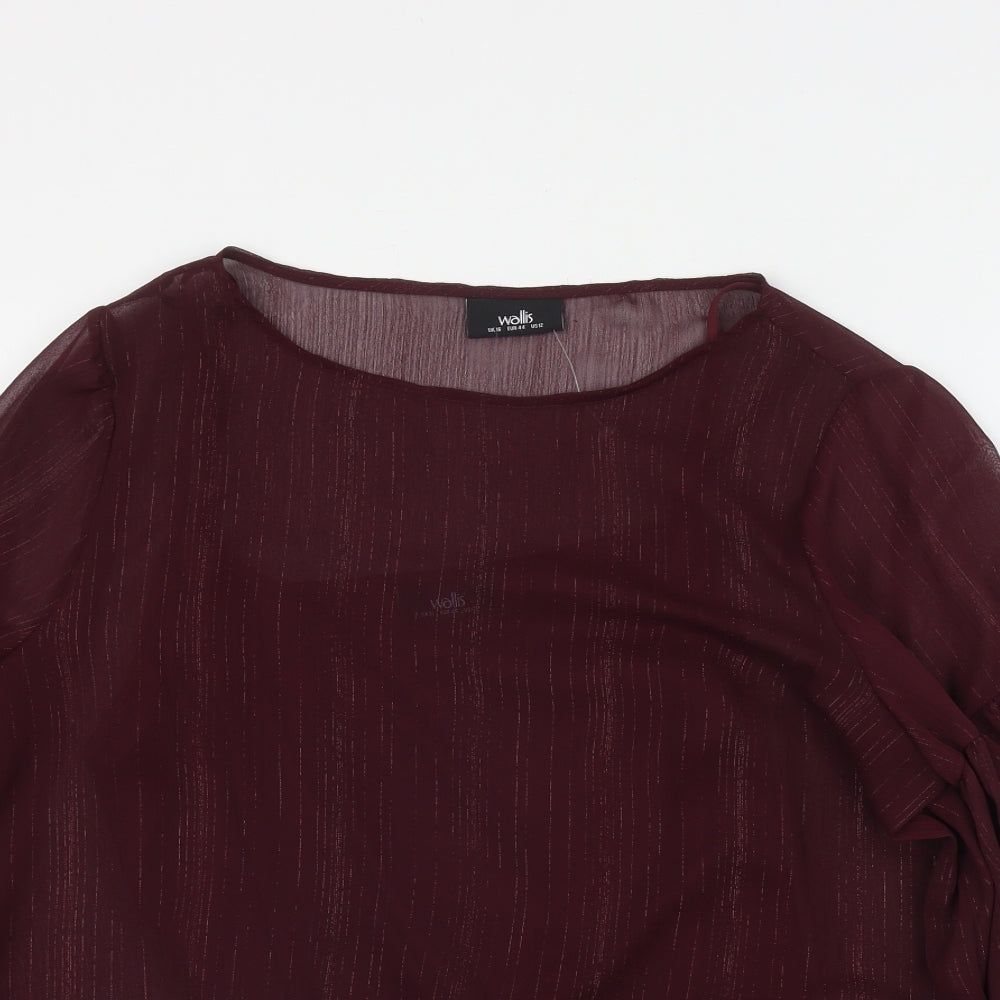 Wallis Womens Red  Polyester Basic Blouse Size 16 Round Neck