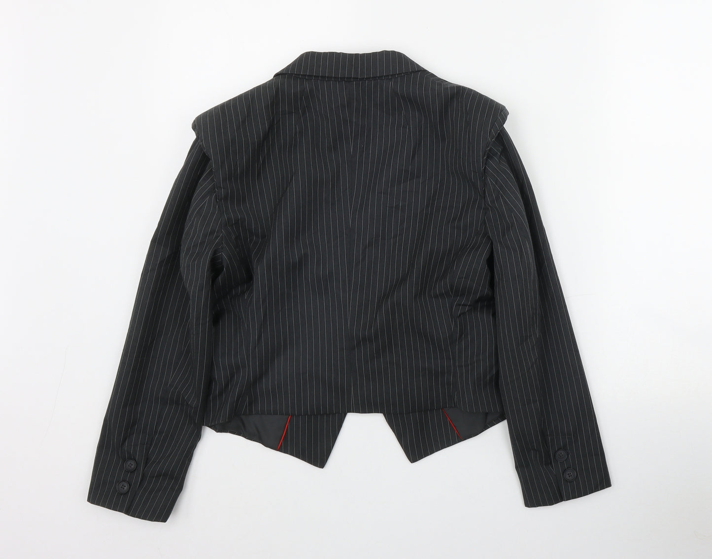 H&M Womens Grey Striped  Jacket Blazer Size 10  Button