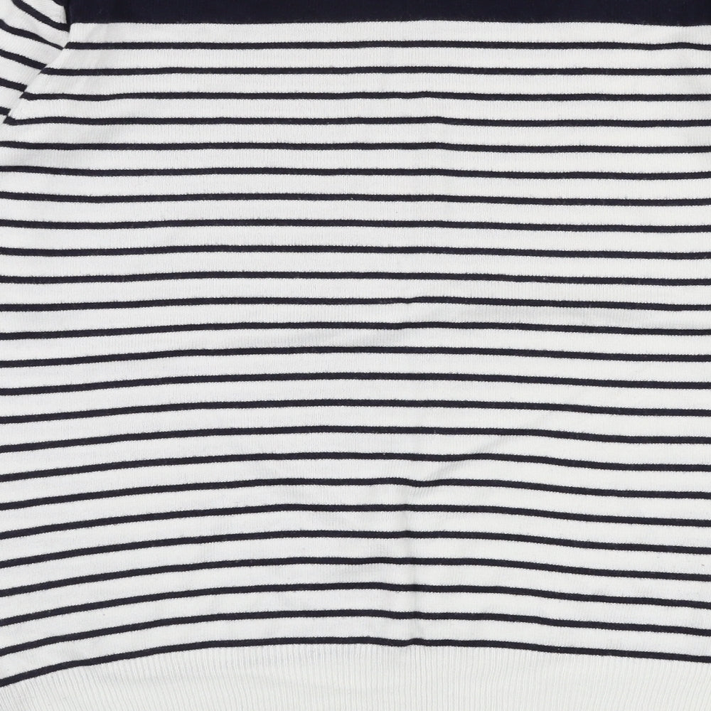 Oasis Womens White Round Neck  Cotton Pullover Jumper Size L