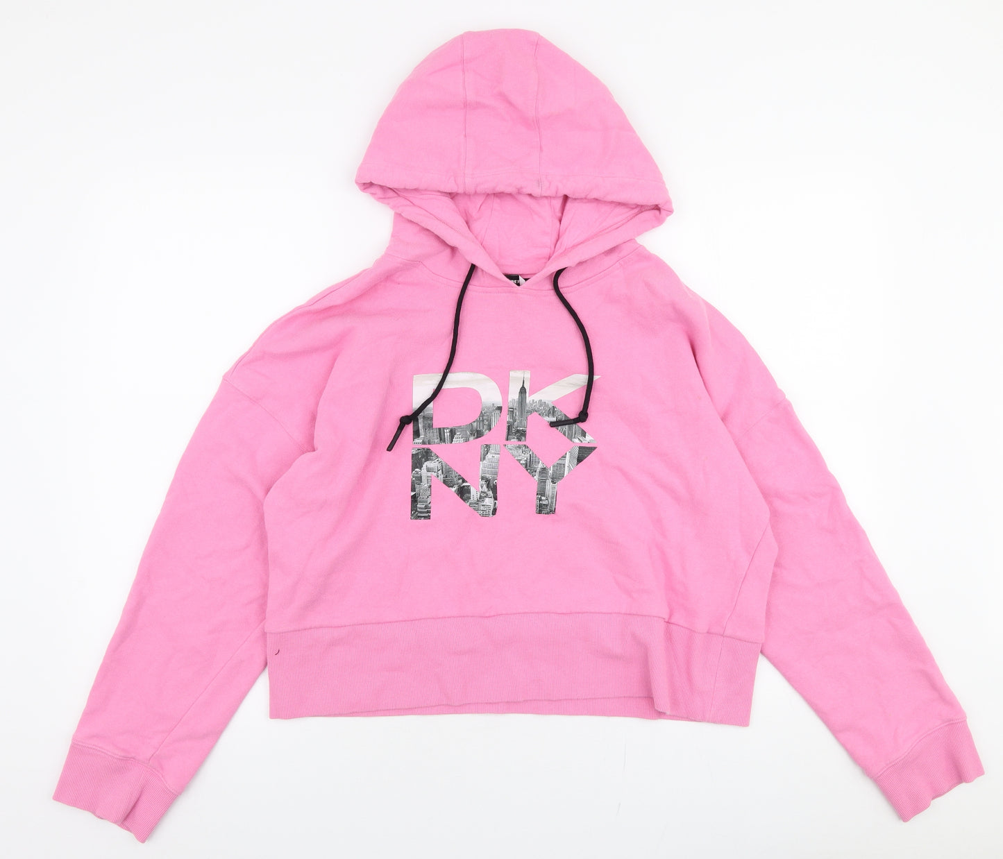 DKNY Womens Pink  100% Cotton Pullover Hoodie Size L  Pullover - Cropped