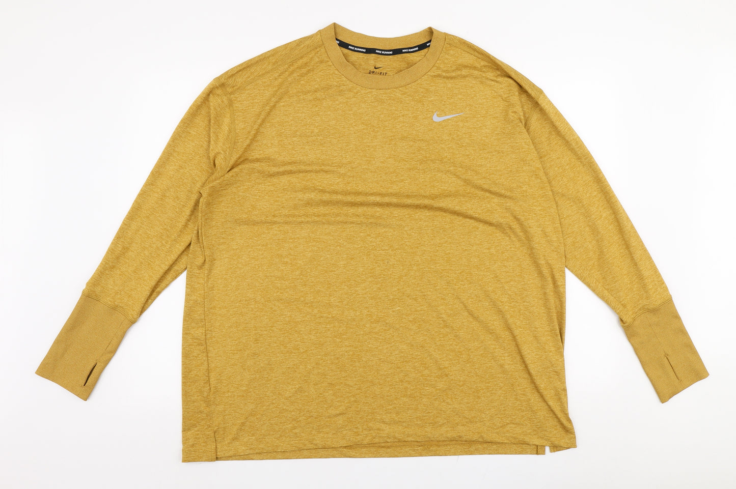 Nike Mens Yellow  Polyester Pullover T-Shirt Size XL Round Neck Pullover