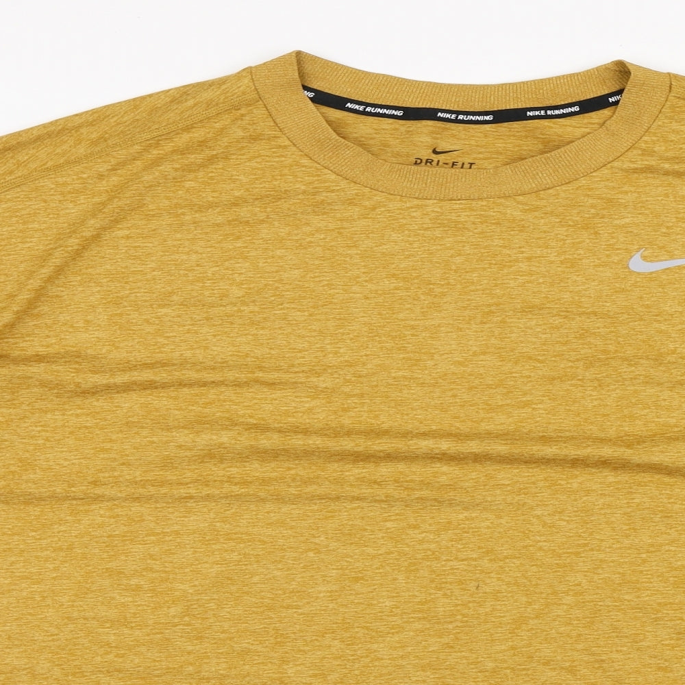 Nike Mens Yellow  Polyester Pullover T-Shirt Size XL Round Neck Pullover