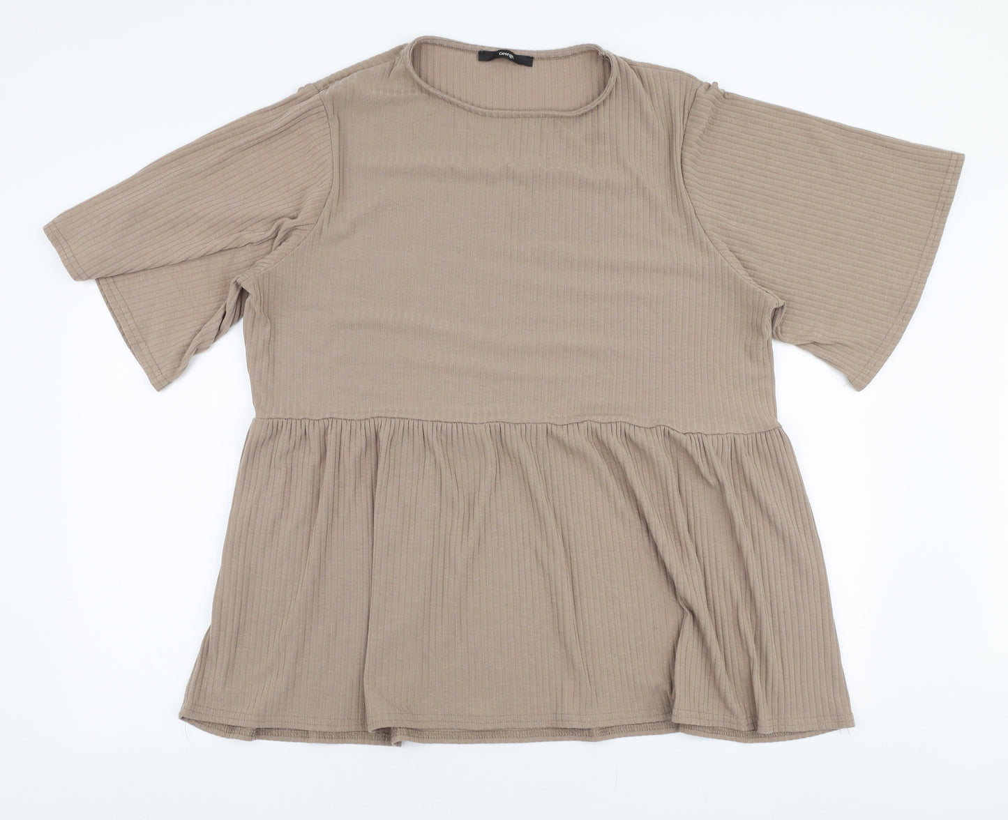 George Womens Brown  Polyester Jersey Blouse Size 20 Round Neck