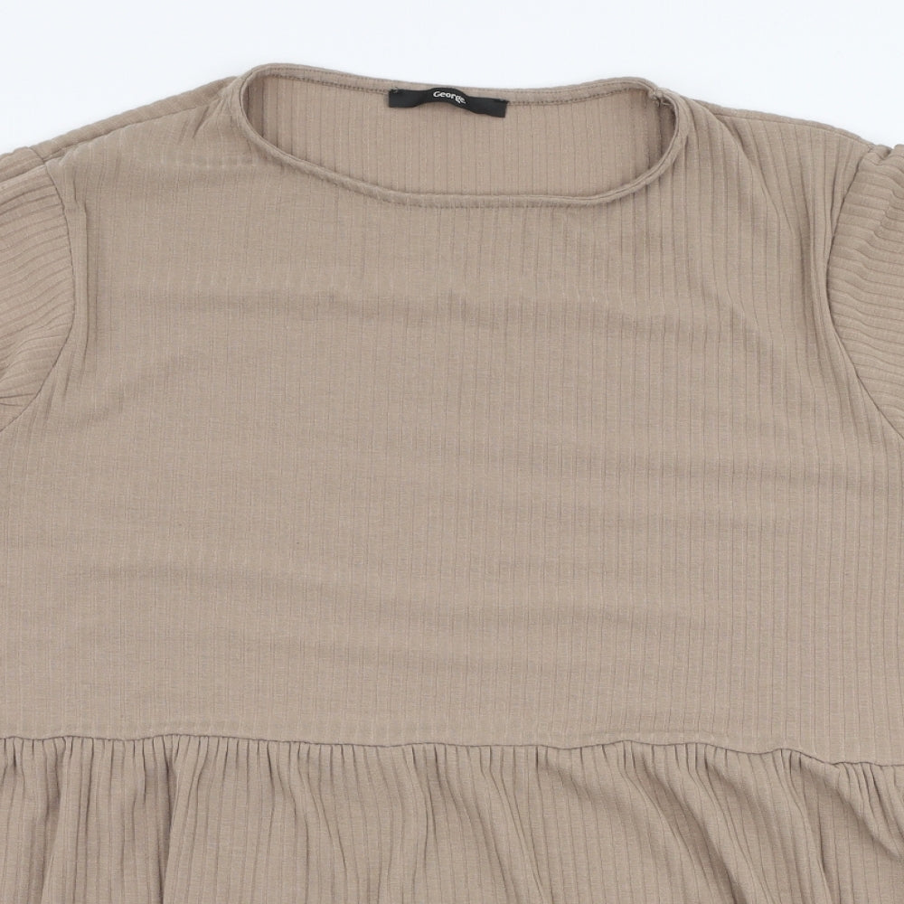 George Womens Brown  Polyester Jersey Blouse Size 20 Round Neck
