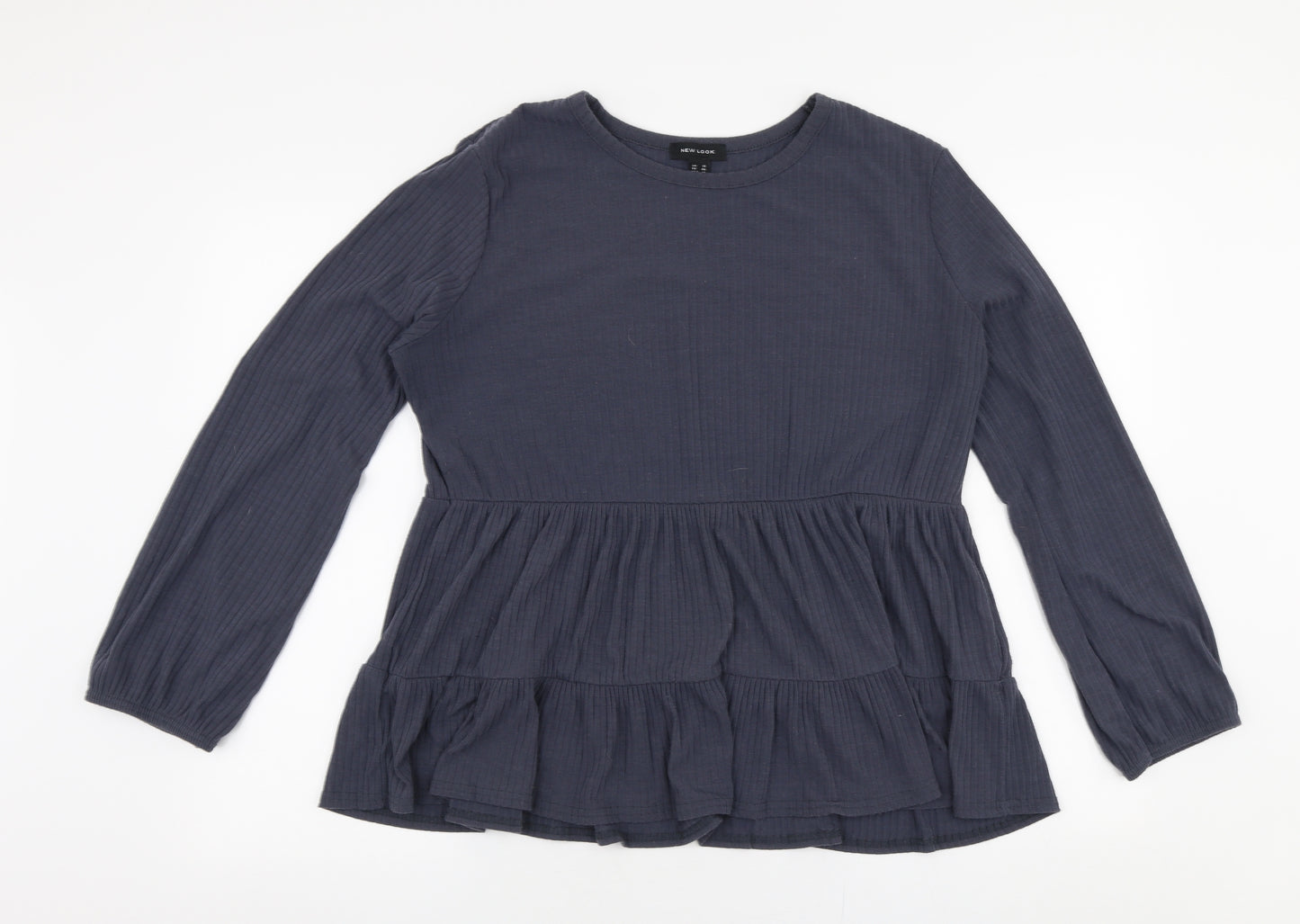 New Look Womens Grey  Polyester Jersey Blouse Size 18 Round Neck - Peplum