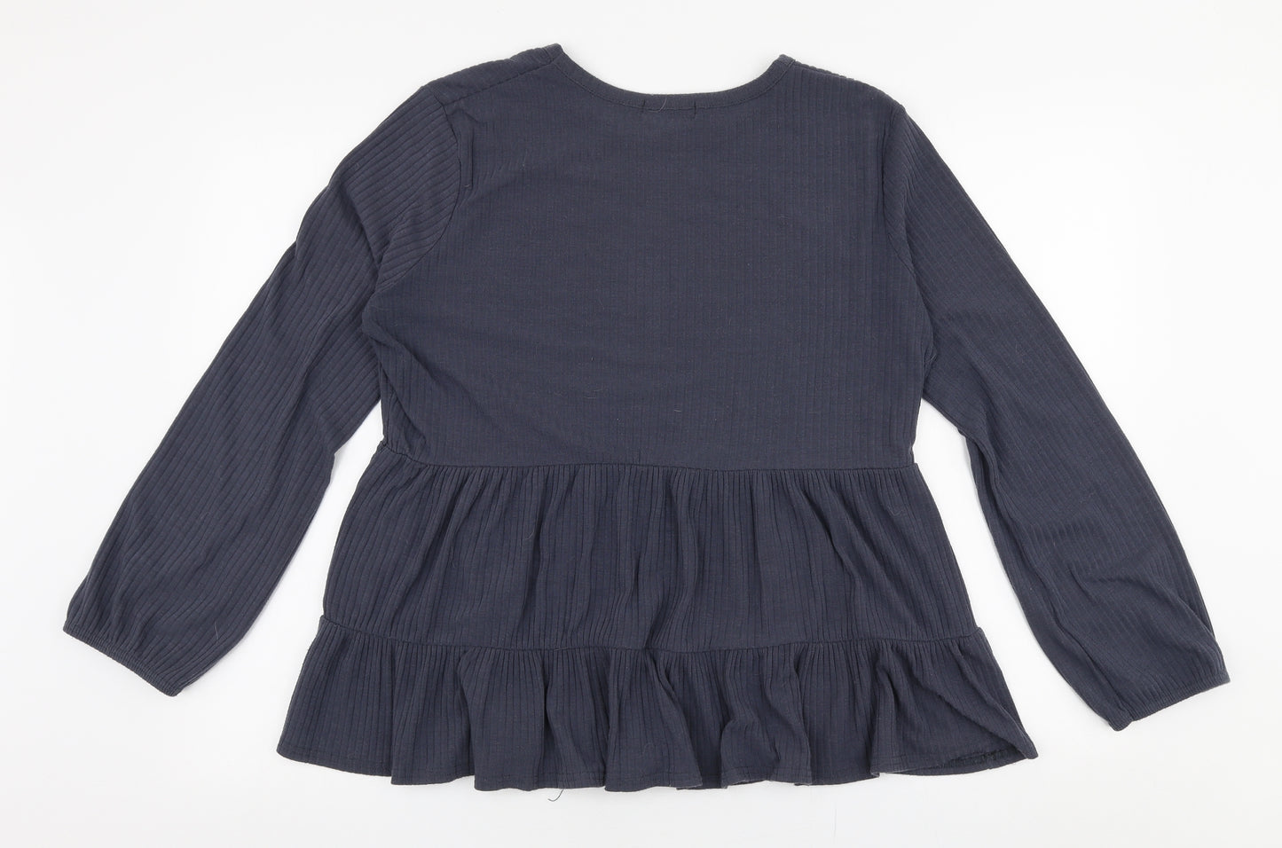 New Look Womens Grey  Polyester Jersey Blouse Size 18 Round Neck - Peplum