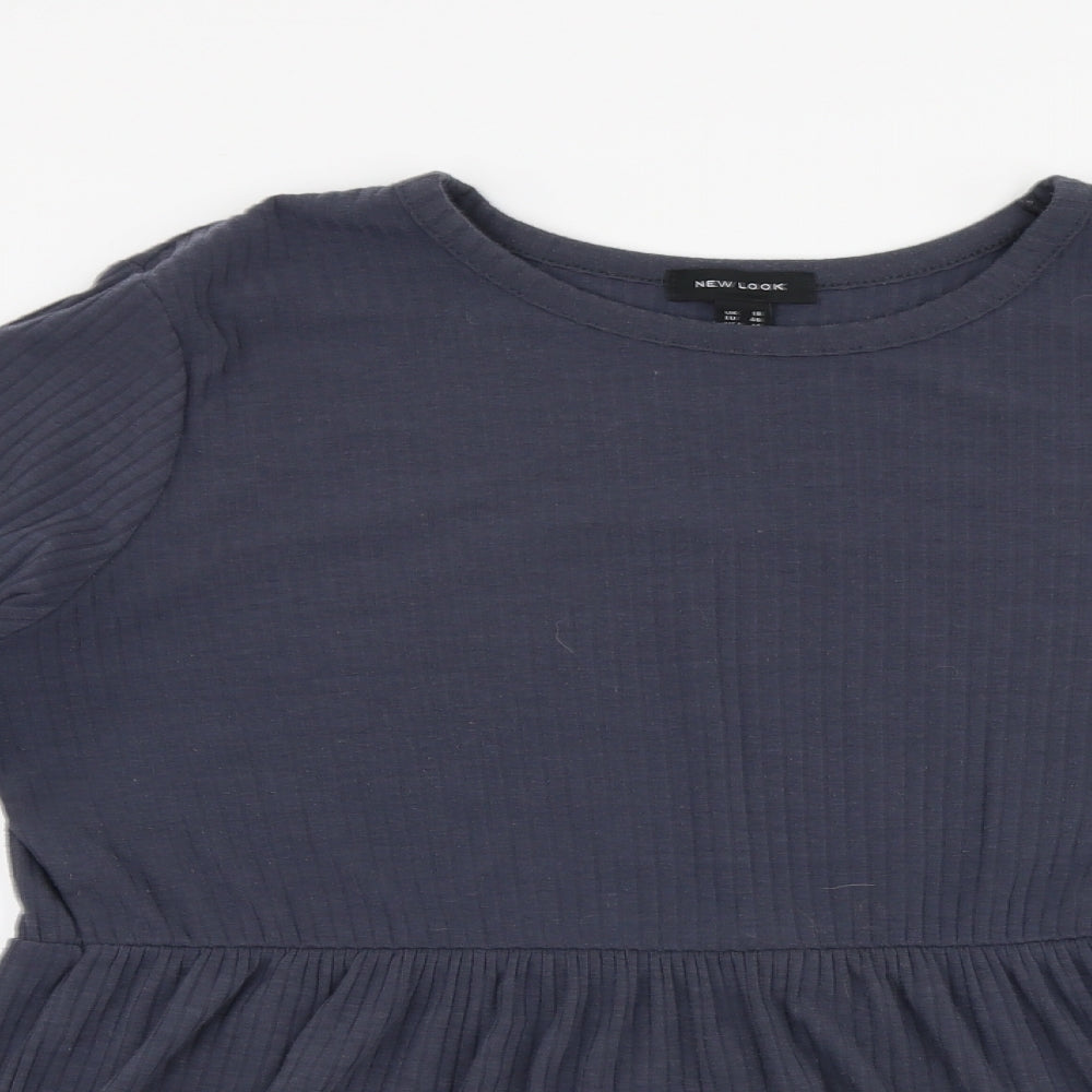 New Look Womens Grey  Polyester Jersey Blouse Size 18 Round Neck - Peplum