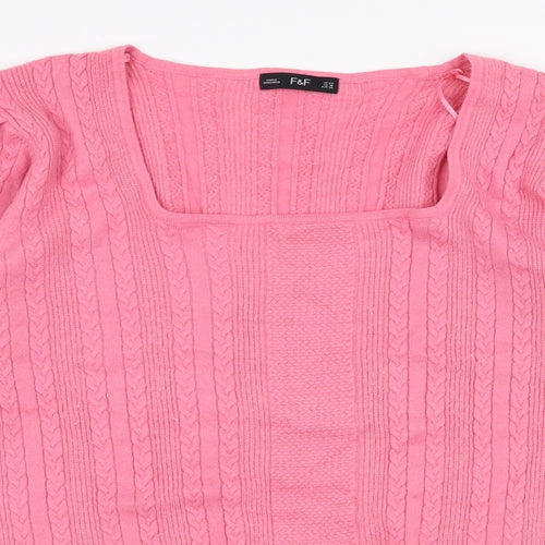 F&F Womens Pink Square Neck  Viscose Pullover Jumper Size 22
