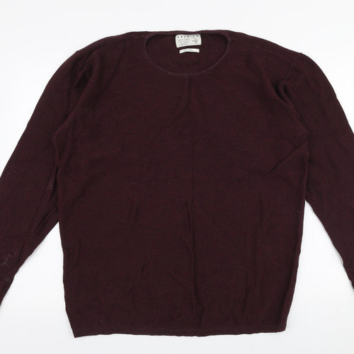 JACK & JONES Mens Red Round Neck  Cotton Pullover Jumper Size XL