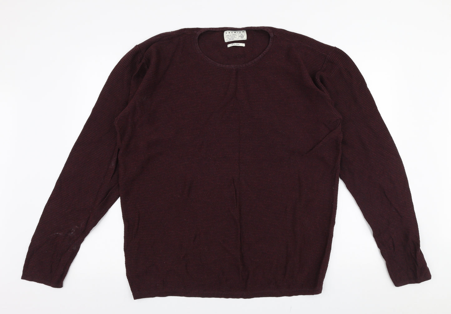 JACK & JONES Mens Red Round Neck  Cotton Pullover Jumper Size XL