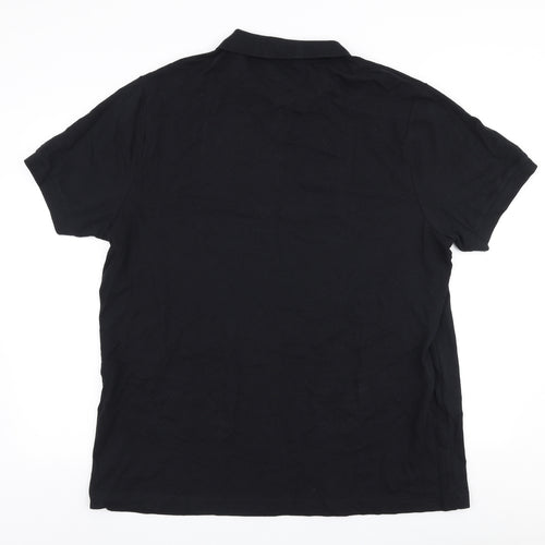 George Mens Black  100% Cotton  Polo Size 2XL Collared Button