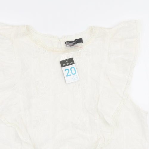 Primark Womens Ivory  100% Cotton Basic Blouse Size 20 Round Neck
