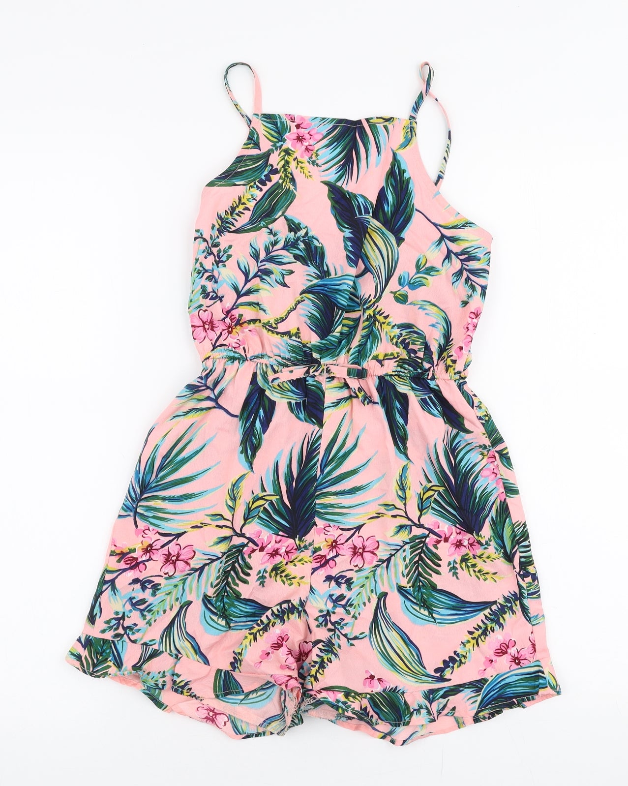Primark Girls Multicoloured Floral Polyester Playsuit One-Piece Size 10-11 Years  Pullover