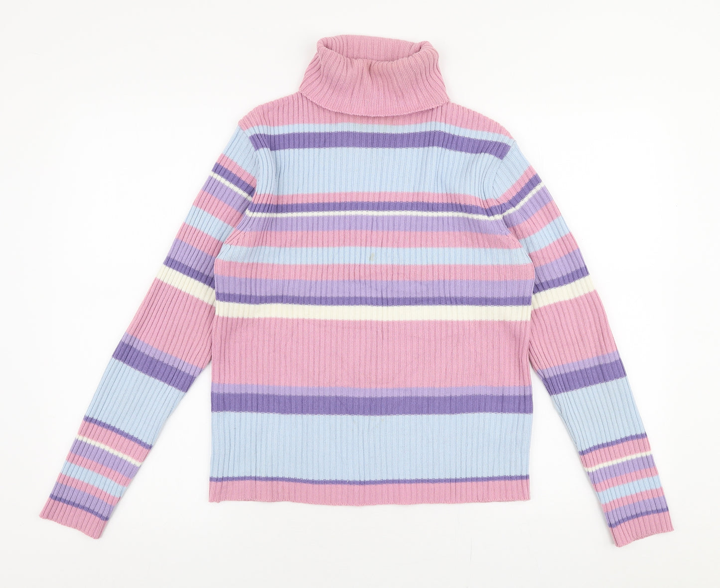 Select Womens Multicoloured Roll Neck Striped Acrylic Pullover Jumper Size 14
