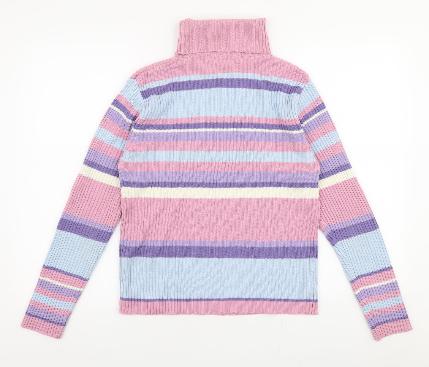 Select Womens Multicoloured Roll Neck Striped Acrylic Pullover Jumper Size 14