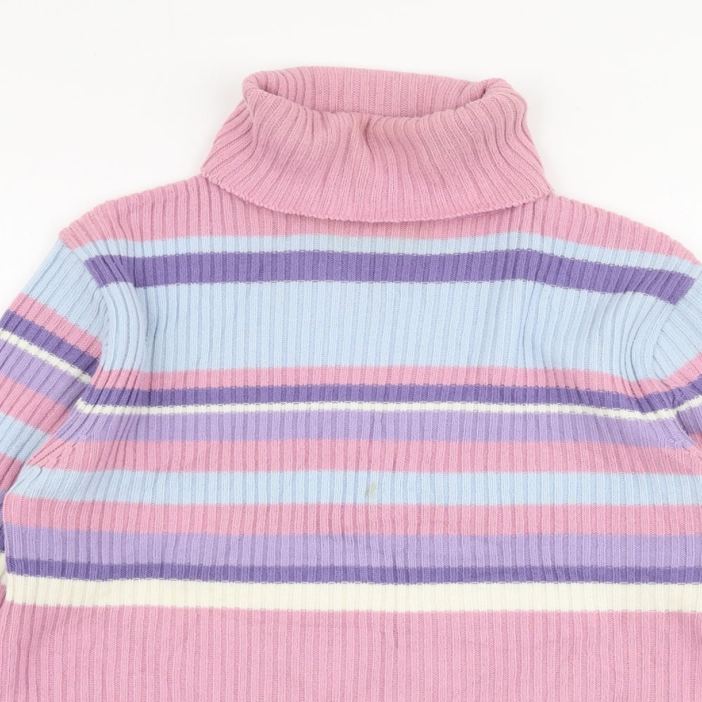 Select Womens Multicoloured Roll Neck Striped Acrylic Pullover Jumper Size 14