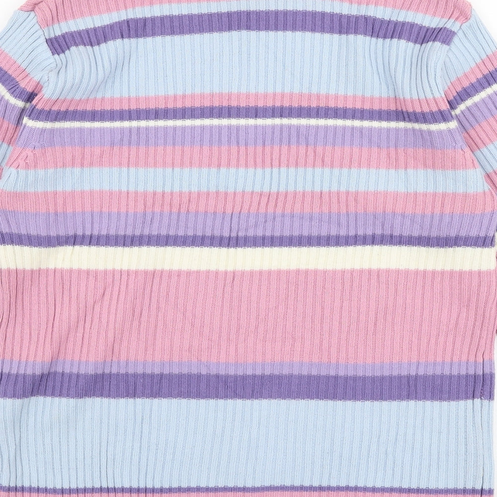 Select Womens Multicoloured Roll Neck Striped Acrylic Pullover Jumper Size 14