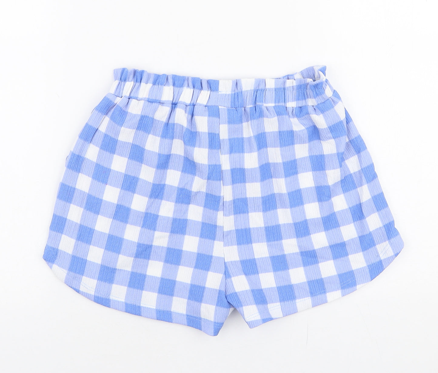 Matalan Girls Blue Check Polyester Paperbag Shorts Size 10 Years  Regular
