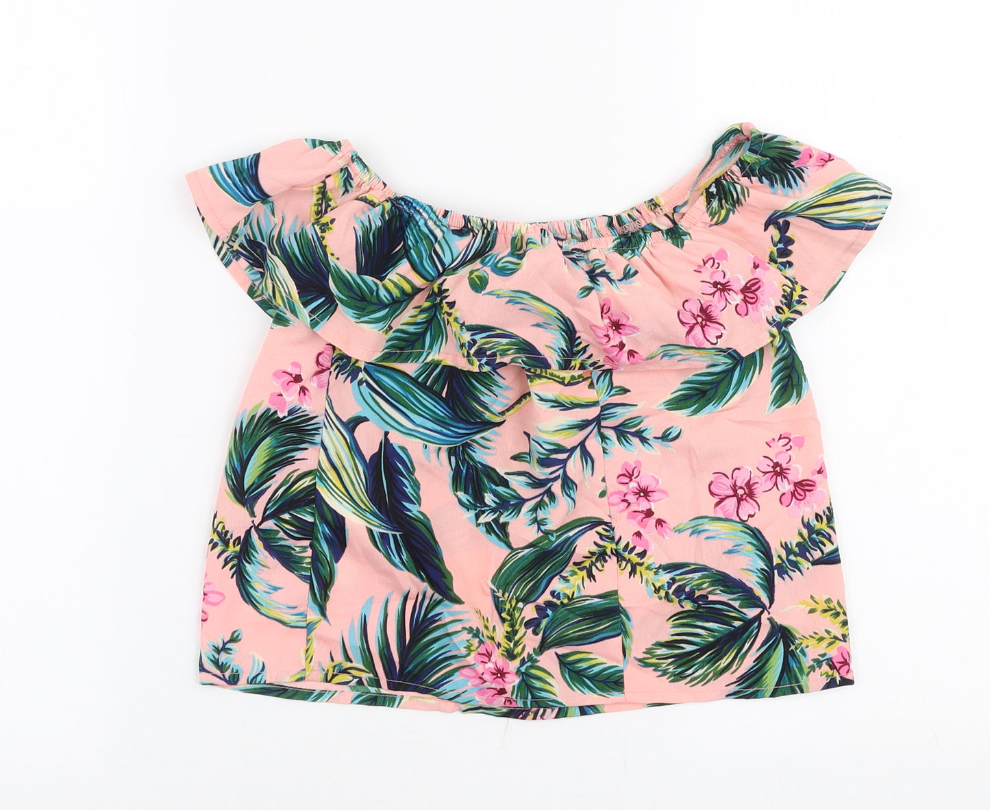 Primark Girls Multicoloured Floral Polyester Basic Blouse Size 8-9 Years Off the Shoulder Pullover