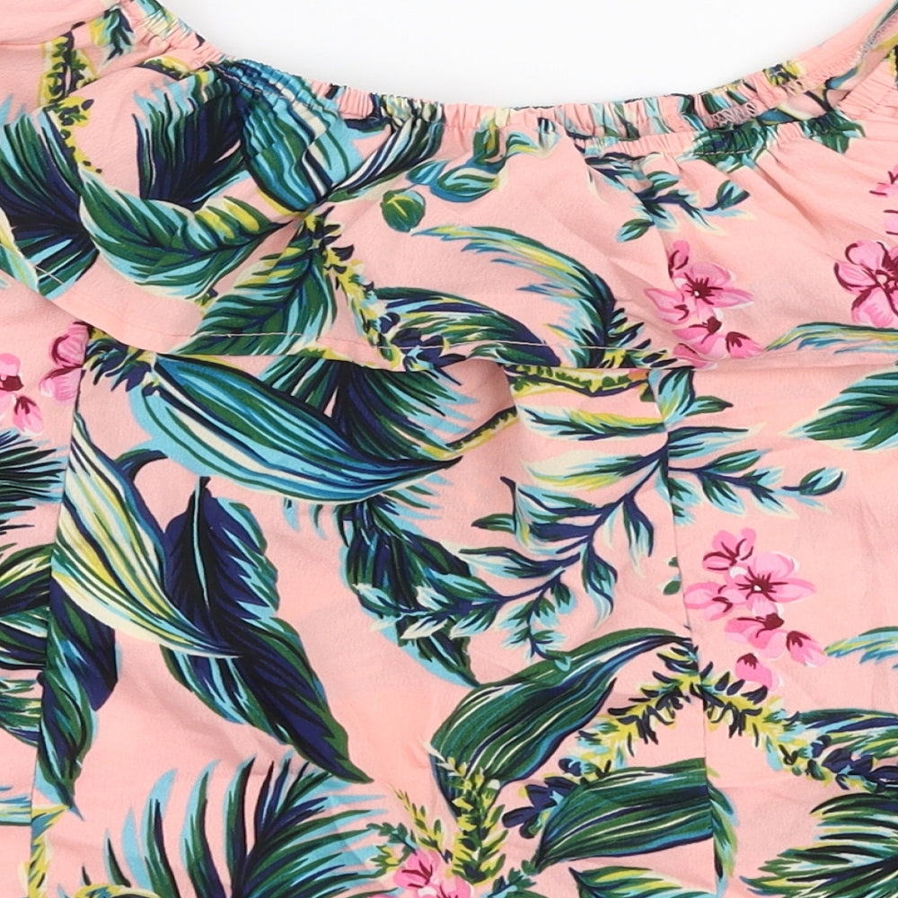 Primark Girls Multicoloured Floral Polyester Basic Blouse Size 8-9 Years Off the Shoulder Pullover