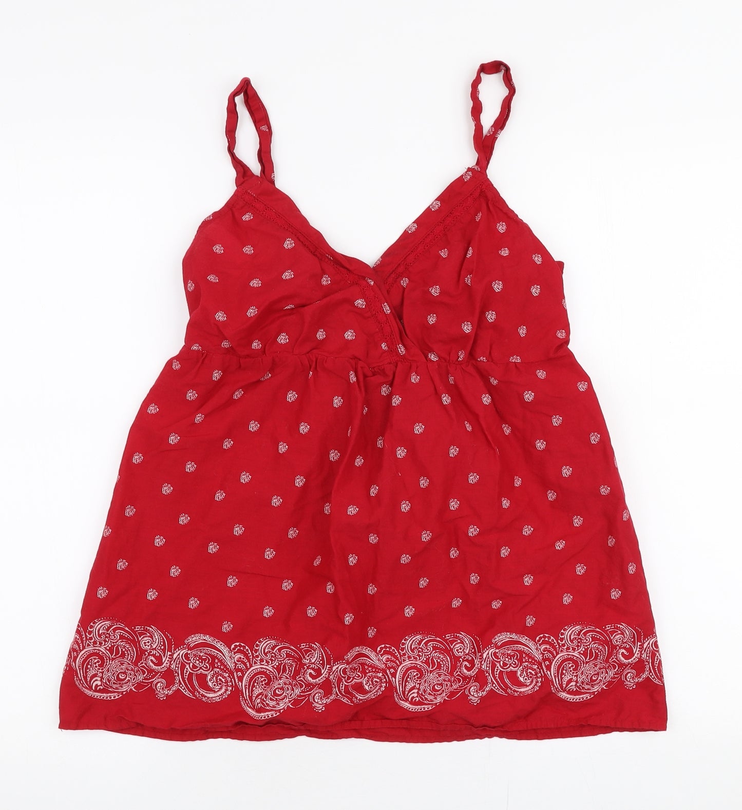 Faded Glory  Womens Red Fair Isle Polyester Camisole Blouse Size M V-Neck